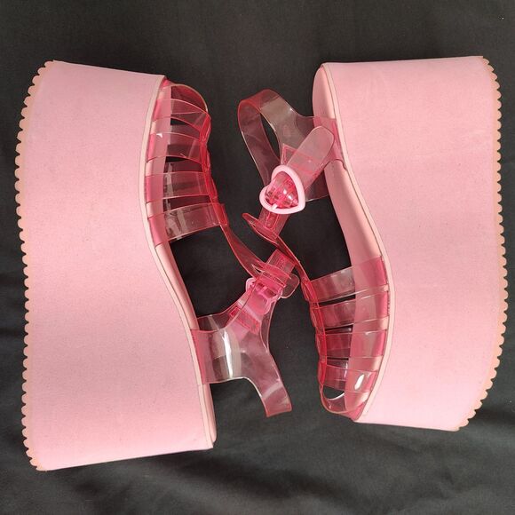 Dollskill ♡ Sugar Thrillz ♡ Sugar Rush Platform Jelly Sandals in Pink - Picture 8 of 9